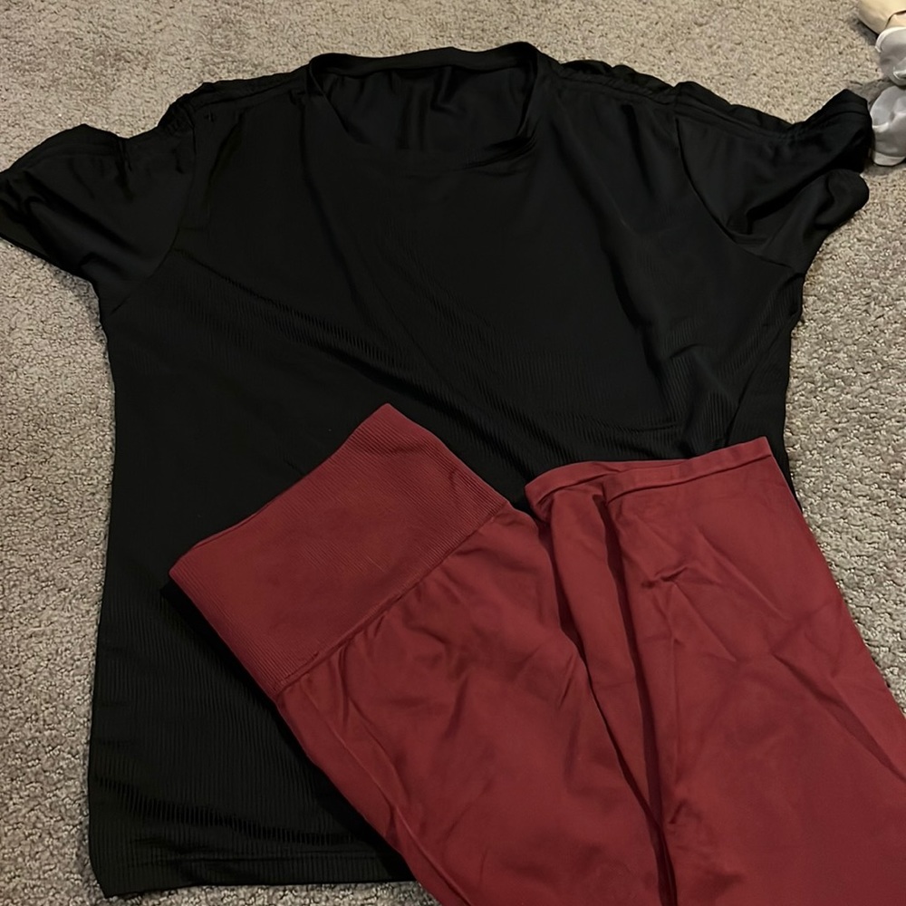 Fabletics workout shirt and leggings size medium